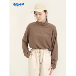雲朵飛行員寬松高領打底衫女秋冬內搭上衣舒適柔軟翻領套頭衫
