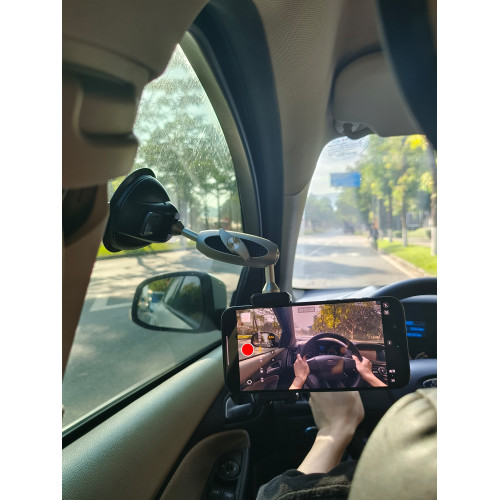 車內拍攝支架金屬360度萬向旋轉車用手機架拍攝神器vlog開車錄視穩定器穩定器側窗車窗天窗車上車內固定支架