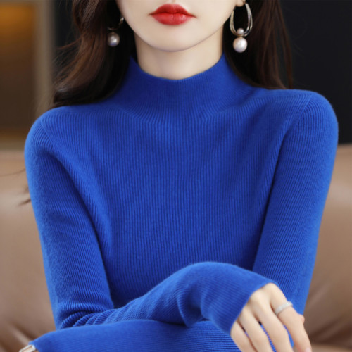 100%羊毛衫女半高領毛衣秋冬新款針織打底衫緊身顯瘦上衣羊毛衫女