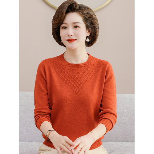 媽媽款秋裝羊毛衣中年女內搭上衣50嵗60中老年人春秋冬圓領打底衫