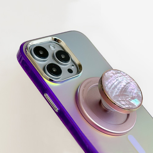 超仙Magsafe磁吸貝母氣囊手機支架適用iPhone16/15通用華爲三色入