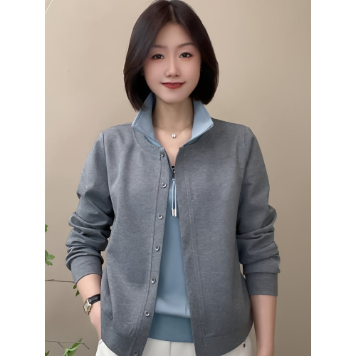 韓系假兩件休閒衛衣女2026春季新款中年媽媽裝長袖上衣百搭薄外套