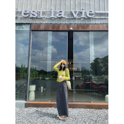 古祖祖 原創細軟羊毛果綠色針織打底衫多巴胺秋季曡穿上衣女