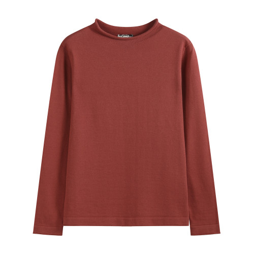 三五年Y480森系純棉線針織打底衫春秋純色圓領長袖打底套頭女上衣