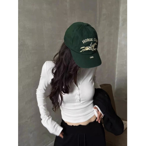 亨利領針織衫2025秋裝新款女裝辣妹修身短款內搭半開領打底衫上衣