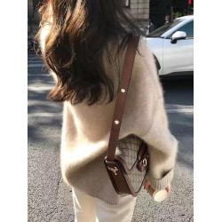 V領加厚慵懶寬松套頭羊絨毛衣女秋冬新款長袖保暖羊毛針織打底衫