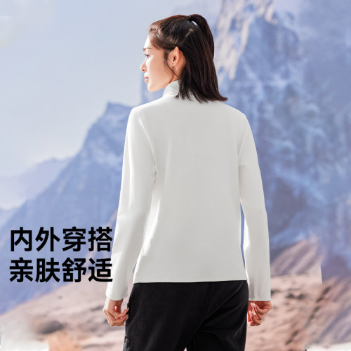 拓路者秋冬保暖半開襟打底衫女立領套頭純色內搭衛衣戶外抓絨上衣