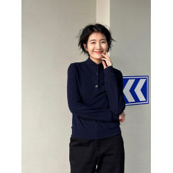 浪清 設計感長袖立領衛衣女早秋2025新款內搭純色套頭打底衫上衣