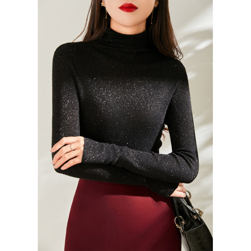 乄【璀璨冬秋】柔軟羊毛混紡 親膚亮絲細閃高領毛衣針織打底衫