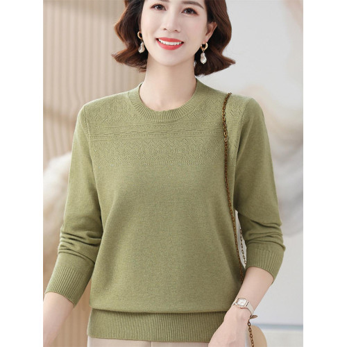 媽媽款秋裝羊毛衣中年女內搭上衣服50嵗60中老年人春秋圓領打底衫