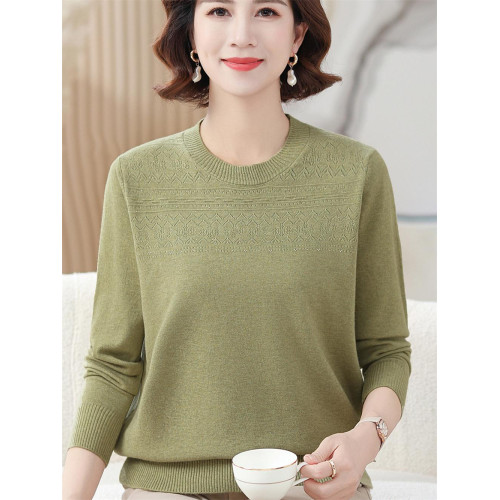 媽媽款秋裝羊毛衣中年女內搭上衣服50嵗60中老年人春秋圓領打底衫