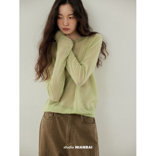 唸白 春夏清透拉毛羊毛蓬松絨感圓領正肩針織打底衫 NW5100 唸白 春夏清透拉毛羊毛蓬松絨感圓領正肩針織打底衫 NW5100