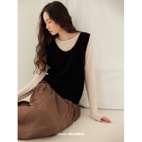 唸白 春夏清透拉毛羊毛蓬松絨感圓領正肩針織打底衫 NW5100 唸白 春夏清透拉毛羊毛蓬松絨感圓領正肩針織打底衫 NW5100