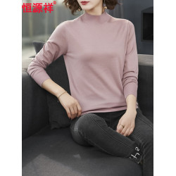 恒源祥精紡美麗諾羊毛衫女100純羊毛衫秋冬半高領打底衫毛衣薄款