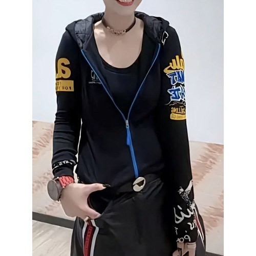 2025春季新款時尚連帽長袖衛衣女歐貨寬松顯瘦百搭打底衫上衣外套