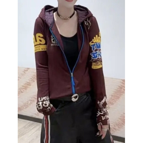 2025春季新款時尚連帽長袖衛衣女歐貨寬松顯瘦百搭打底衫上衣外套