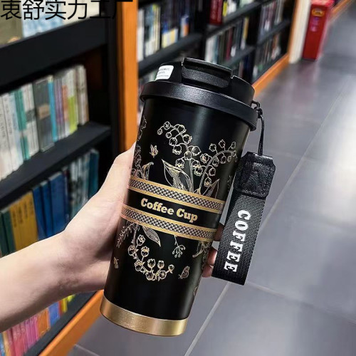 高顔值鈴蘭花保溫杯316不鏽鋼可攜式帶提繩咖啡杯男女生雙飲吸管杯 高顔值鈴蘭花保溫杯316不鏽鋼可攜式帶提繩咖啡杯男女生雙飲吸管杯