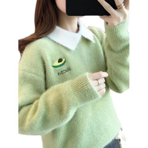 套頭毛衣女秋冬季加絨加厚大童高中初中學生13嵗15女孩內搭打底衫