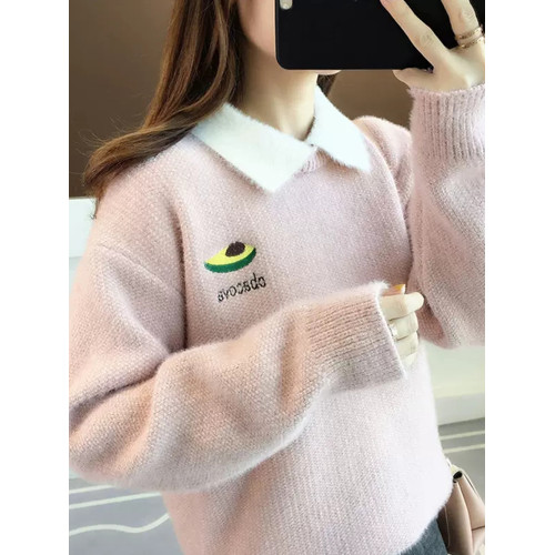 套頭毛衣女秋冬季加絨加厚大童高中初中學生13嵗15女孩內搭打底衫