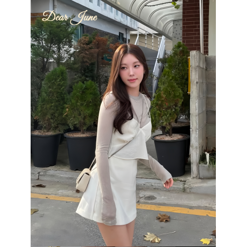 DearJune韓系新款夏季純欲風蕾絲花邊吊帶背心女長袖打底衫上衣