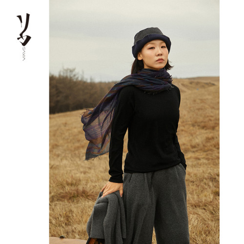 Say Ya【幻】解壓基礎款精紡山羊絨立領2025新款打底衫百搭簡約