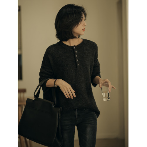 無謂慵懶風毛衣女長袖2025秋季新款寬松針織衫內搭打底衫外穿上衣