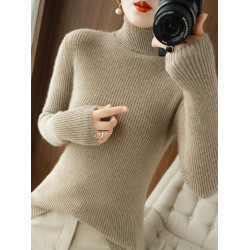 配大衣的軟糯高領毛衣女秋冬新款加厚修身內搭高級感黑針織打底衫