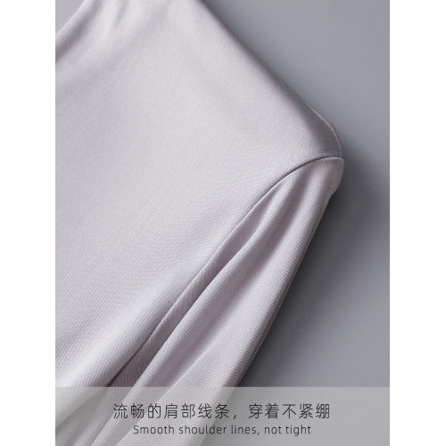 桑蠶絲純色V領上衣女 真絲簡約套頭時尚打底衫 親膚透氣百搭長袖