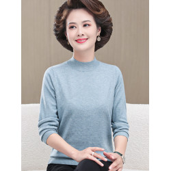 超柔軟媽媽款內搭羊毛衣中年婦女春秋薄上衣服中老年人秋裝打底衫
