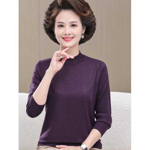 超柔軟媽媽款內搭羊毛衣中年婦女春秋薄上衣服中老年人秋裝打底衫
