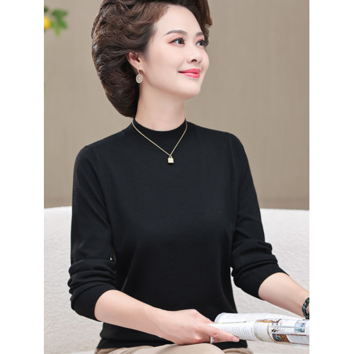 超柔軟媽媽款內搭羊毛衣中年婦女春秋薄上衣服中老年人秋裝打底衫