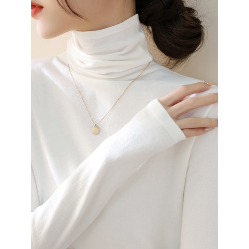 春季新款堆堆高領長袖修身羊毛針織打底衫女內搭今年流行加絨上衣