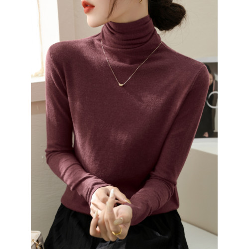 春季新款堆堆高領長袖修身羊毛針織打底衫女內搭今年流行加絨上衣