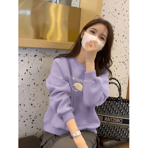 女士圓領衛衣打底衫春款2025新款山東即墨小個子長袖套頭無帽上衣