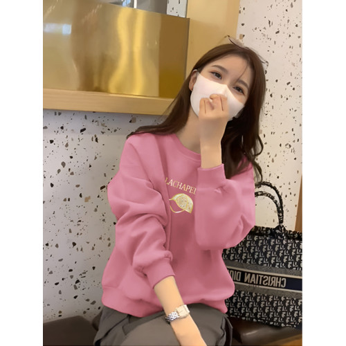 女士圓領衛衣打底衫春款2025新款山東即墨小個子長袖套頭無帽上衣