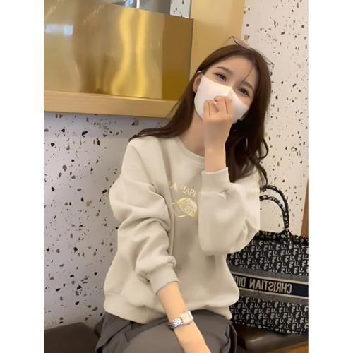 女士圓領衛衣打底衫春款2025新款山東即墨小個子長袖套頭無帽上衣
