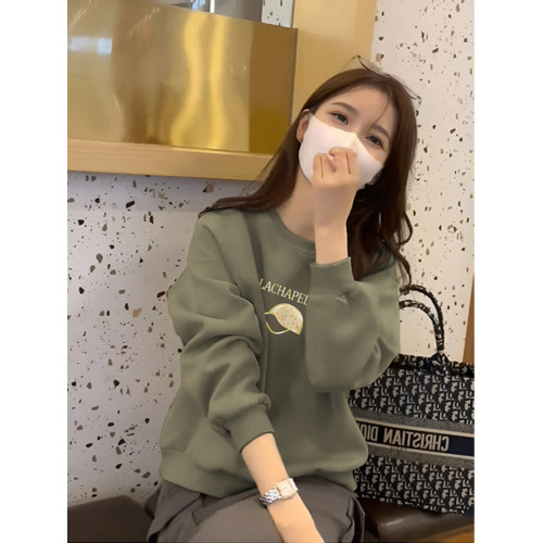 女士圓領衛衣打底衫春款2025新款山東即墨小個子長袖套頭無帽上衣