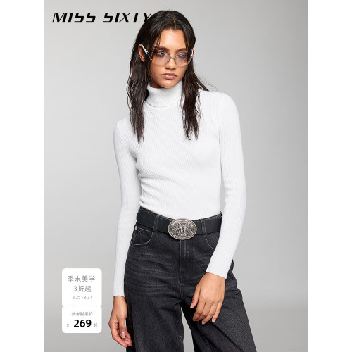 Miss Sixty針織衫女羊毛混紡修身打底衫簡約百搭外穿高智感上衣