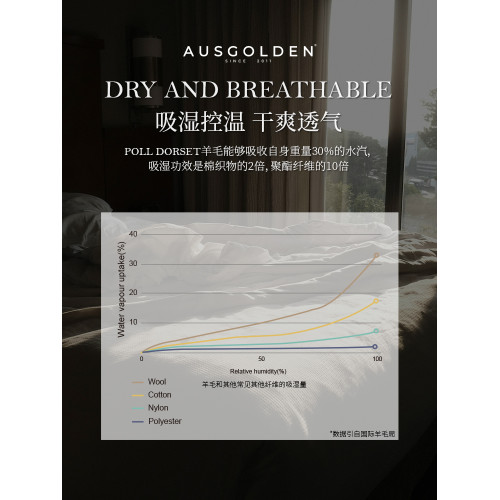 Ausgolden羊毛被澳洲進口100純羊毛家用雙人高級四季通用被芯被子