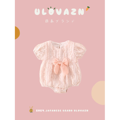 日本Ulovazn~洋氣1一2嵗女童裝女寶公主風嬰兒裝新生兒寶寶夏裝