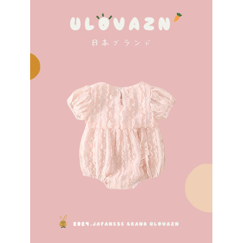 日本Ulovazn~洋氣1一2嵗女童裝女寶公主風嬰兒裝新生兒寶寶夏裝