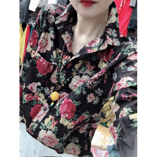 優雅氣質碎花襯衫女長袖歐貨2025春秋新款寬松顯瘦百搭打底衫襯衣