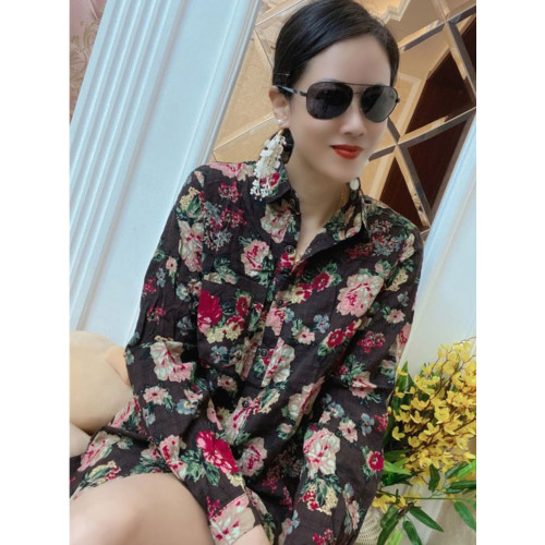 優雅氣質碎花襯衫女長袖歐貨2025春秋新款寬松顯瘦百搭打底衫襯衣