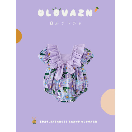 日本Ulovazn童裝~女寶衣服公主風嬰兒裝夏小月齡寶寶夏裝哈衣爬服
