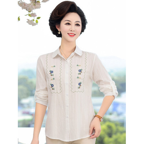 恒源祥集團彩羊媽媽純棉條紋襯衫中老年春秋款開衫打底衫全棉上衣 恒源祥集團彩羊媽媽純棉條紋襯衫中老年春秋款開衫打底衫全棉上衣