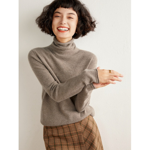 堆堆領羊絨衫女100純山羊絨寬松針織打底衫高領內搭無縫毛衣大碼