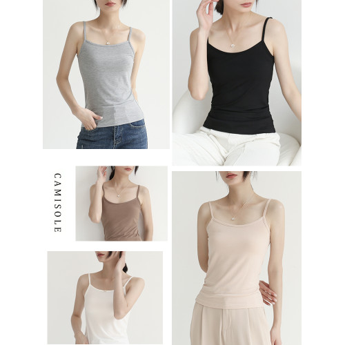 莫代爾大碼吊帶背心女夏內搭胖MM微胖打底衫白色遮肚顯瘦肉色上衣