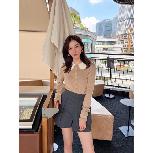 原C萊賽爾+綿羊毛！娃娃領針織衫女2025秋冬熟女風長袖打底衫毛衣