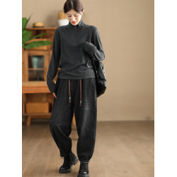 園園美衣時尚雙面澳絨打底衫女半拉鍊顯瘦長袖套頭衫保暖絨衫上衣