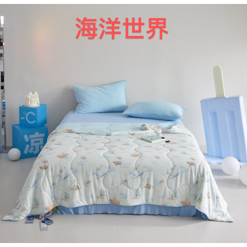 實體同步，2025小藍君貼膚小涼被印花卡通，涼感冰皮夏涼被